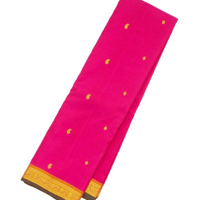 Hot Pink Handloom Kanchipuram Silk Saree With Mango Buttas