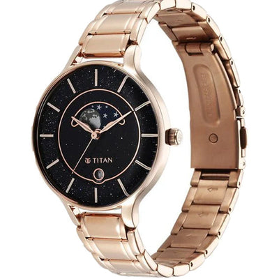 Titan Premium Workwear Blue Dial Analog with Date Stainless Steel Strap Watch for Women 35mm 2674WM01