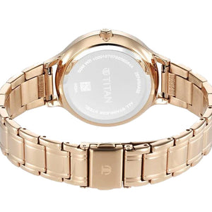 Titan Premium Workwear Blue Dial Analog with Date Stainless Steel Strap Watch for Women 35mm 2674WM01
