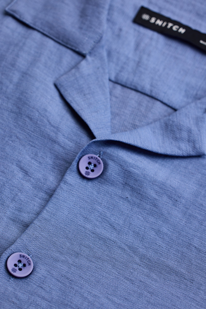 Blue Box Fit Linen Blend Shirt