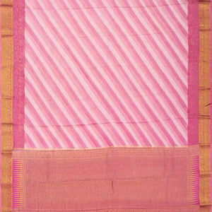 Pink Mysore Crepe Silk Saree With Diagonal Stripes
