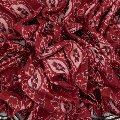 Crimson Handloom Orissa Cotton Saree With Black Border