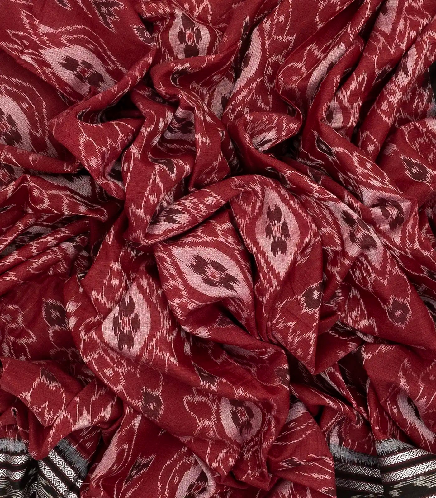 Crimson Handloom Orissa Cotton Saree With Black Border