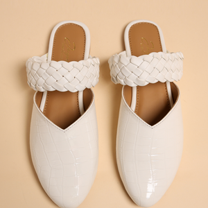 Bright White Braided Mules