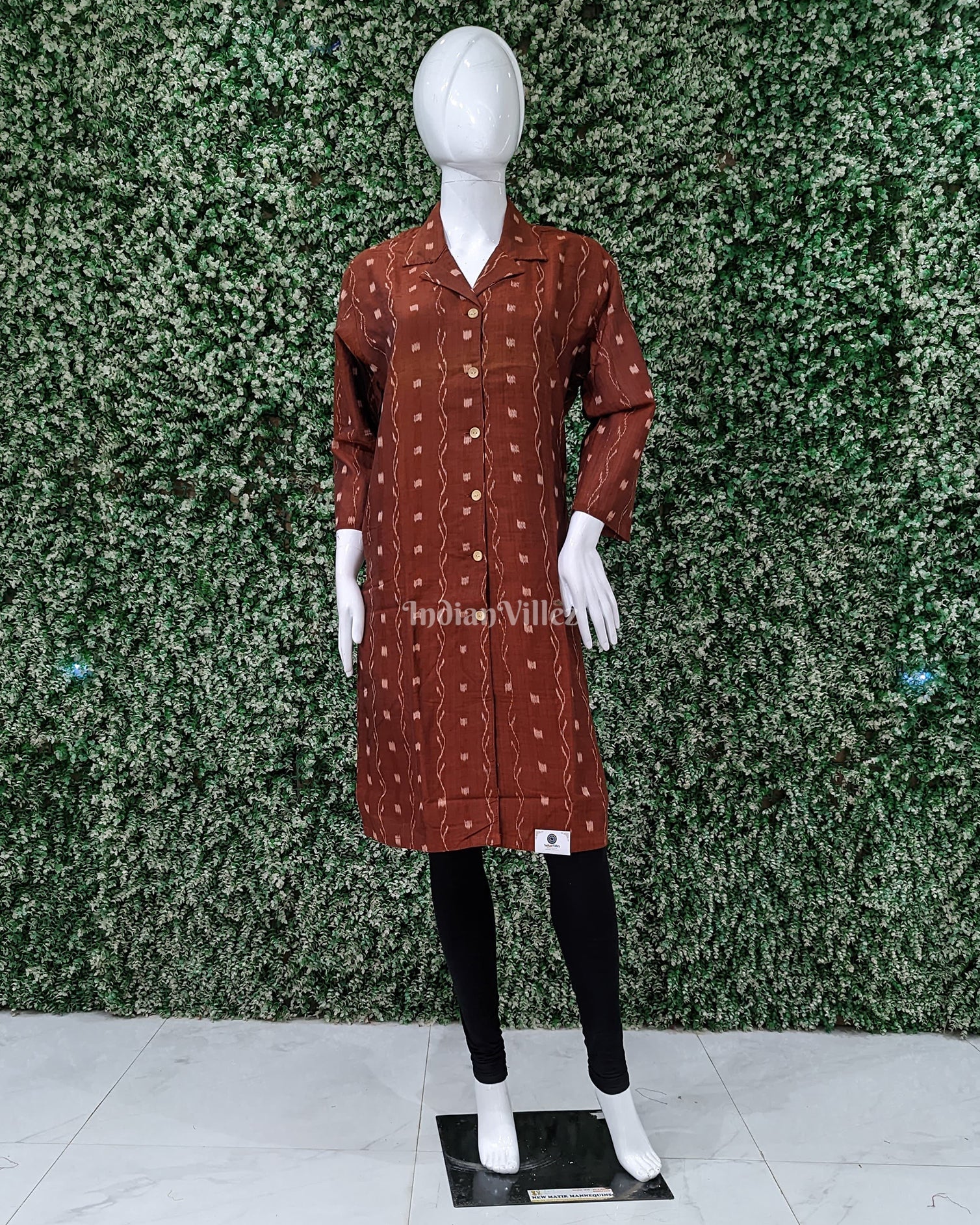 Maroon Black Sambalpuri Tipa design Odisha Ikat Designer Cotton Kurti for Women