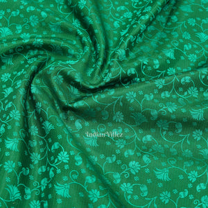 Green Flower Motif Pure Kanjivaram Silk Saree