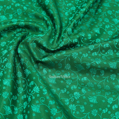 Green Flower Motif Pure Kanjivaram Silk Saree