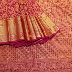 Pink With Golden Border Kanjivaram Silk Saree
