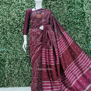 Wine Nabakothi Contemporary Designer Silk Saree