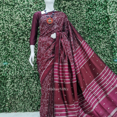 Wine Nabakothi Contemporary Designer Silk Saree