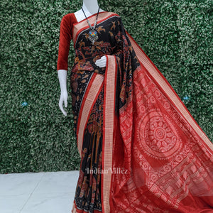 Black Forest Theme Odisha Ikat Sambalpuri Silk Saree