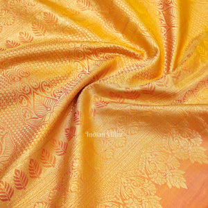 Green Flower Motif Pure Kanjivaram Silk Saree