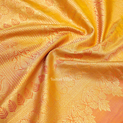 Green Flower Motif Pure Kanjivaram Silk Saree