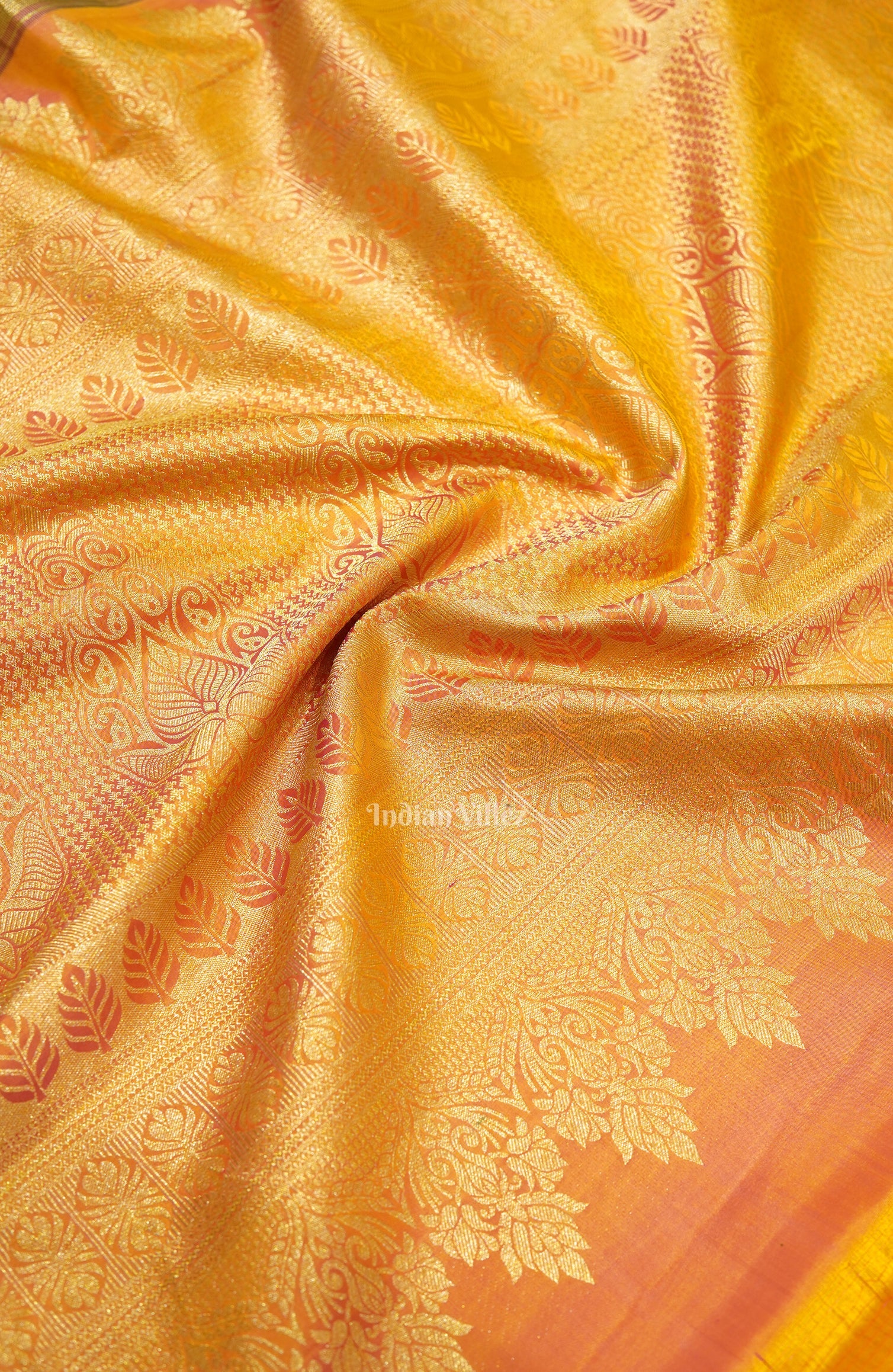 Green Flower Motif Pure Kanjivaram Silk Saree