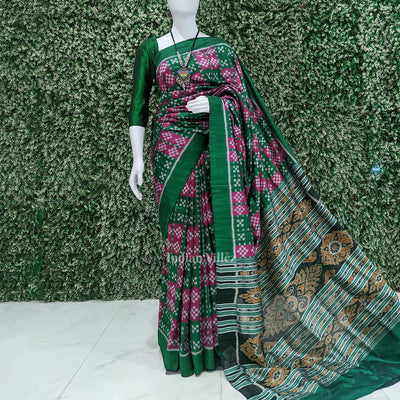 Green Purple Designer Pasapali Contemporary Silk Saree