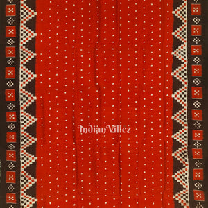 Red Single Butta Border Pasapali Contemporary Silk Saree