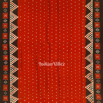 Red Single Butta Border Pasapali Contemporary Silk Saree