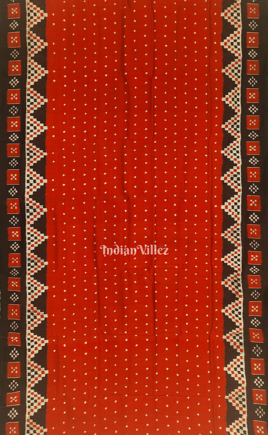 Red Single Butta Border Pasapali Contemporary Silk Saree
