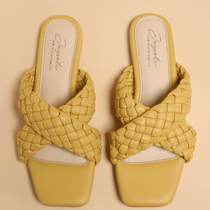 Blazing Yellow Braided Flats