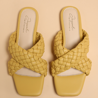 Blazing Yellow Braided Flats
