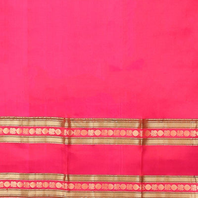 Purple zari buttas silk saree, contrast intricate pallu & rettai pettu border of rekku,Muthu,banaras & mayil poun