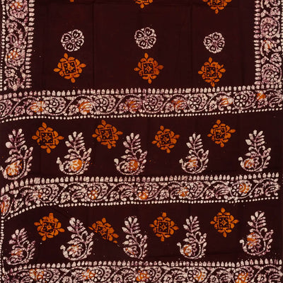 Maroon Sungudi Cotton Saree with Floral Motifs