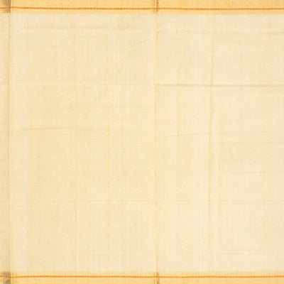 Cream Handloom Silk Cotton Saree With Checks & Yazhi Motifs