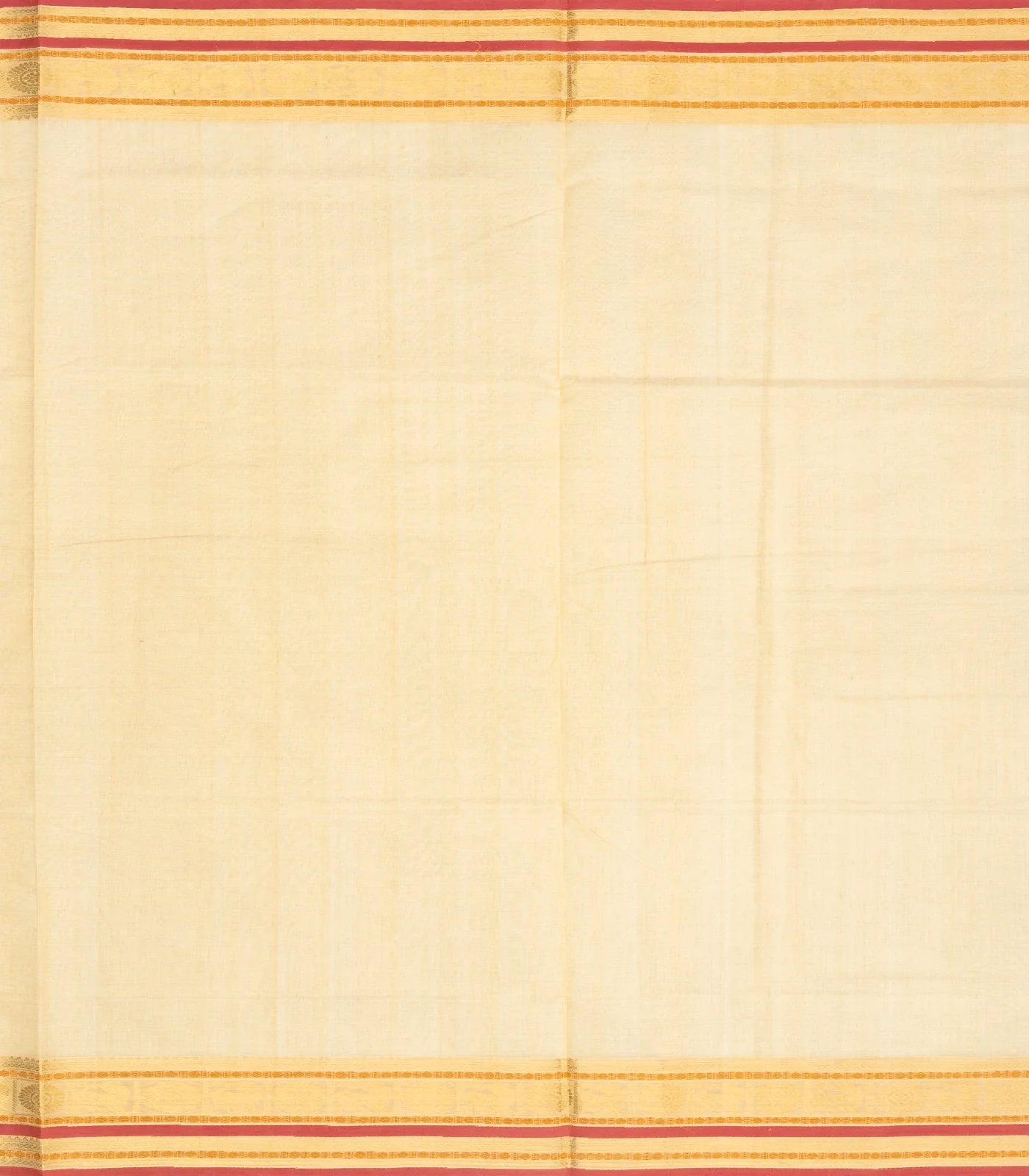 Cream Handloom Silk Cotton Saree With Checks & Yazhi Motifs