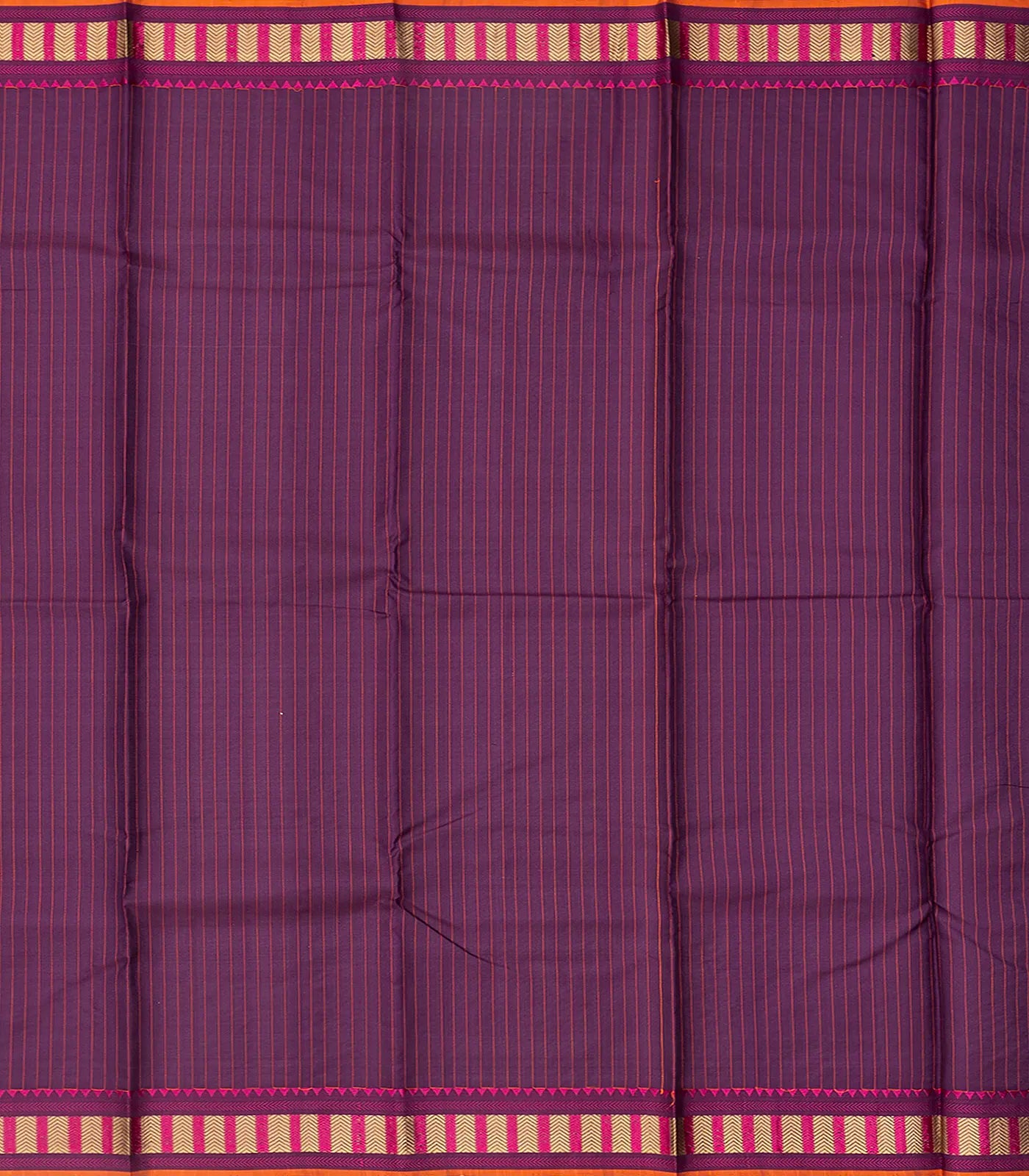 Purple Handloom Kanchi Cotton Saree With Vanki Motifs