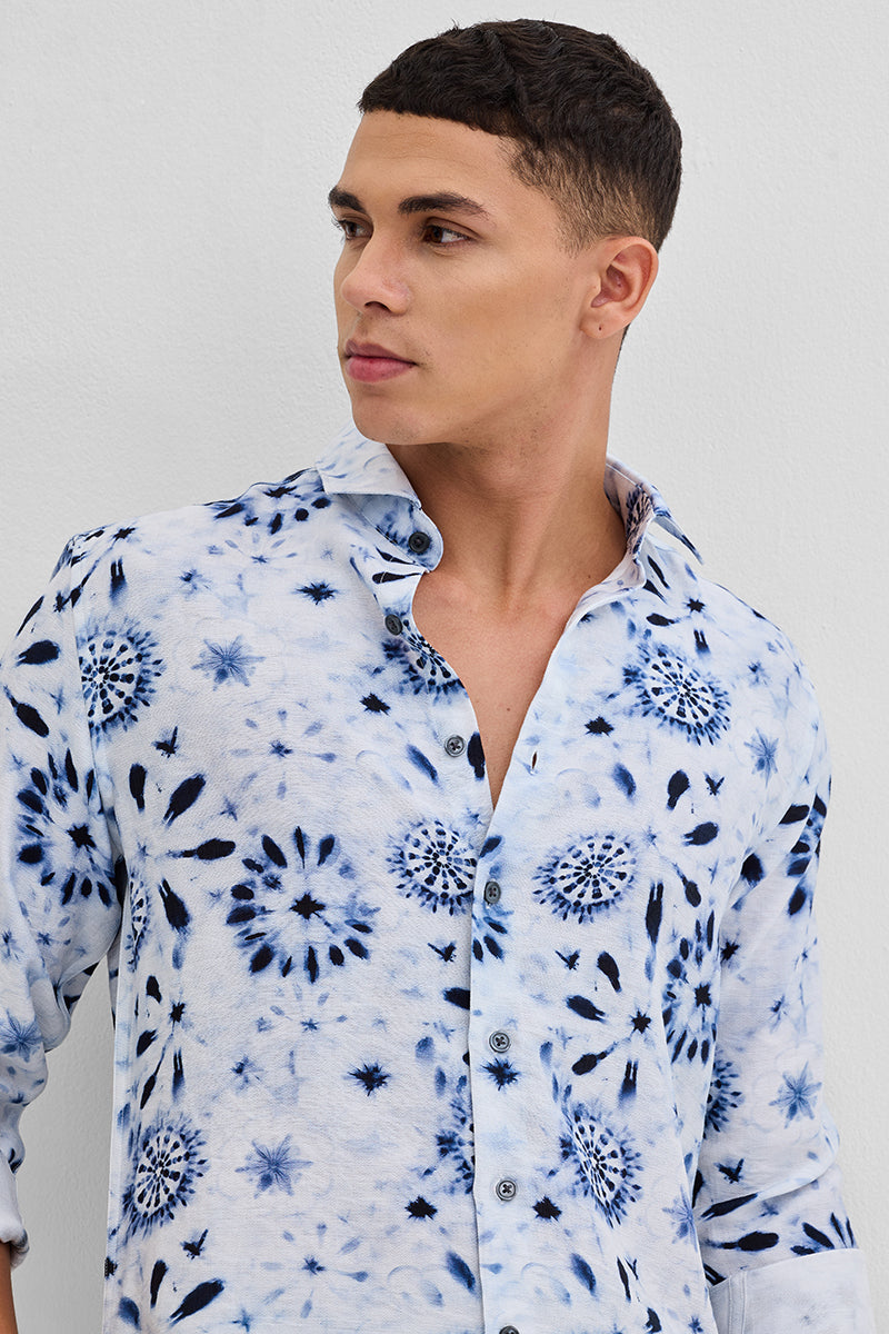 White Textured Floral Shirt