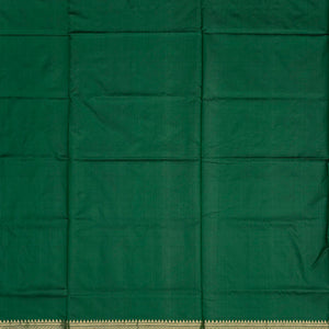 Dark Green Handloom Banarasi Silk Saree With Gold & Silver Zari Buttas