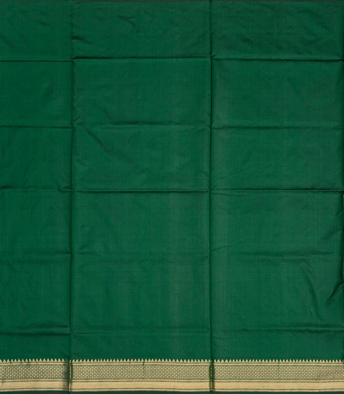 Dark Green Handloom Banarasi Silk Saree With Gold & Silver Zari Buttas