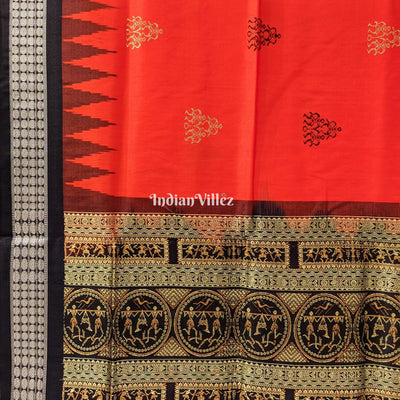 Orange Tribal Doli Sawari Theme Sambalpuri Bomkai Silk Saree