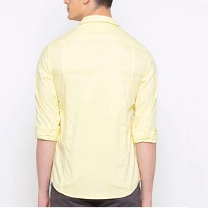 Frankshop Classic Pure Cotton Blend Lemon Color Solid Shirts