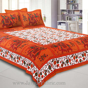 Brown Gangaur Pattern cotton Double Bed sheet
