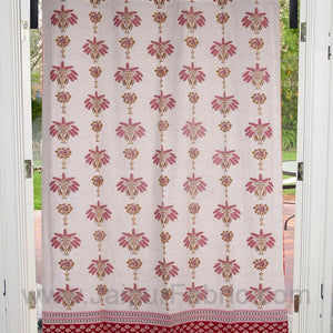 Baby Pink Tree Print Cotton Grommet Curtain