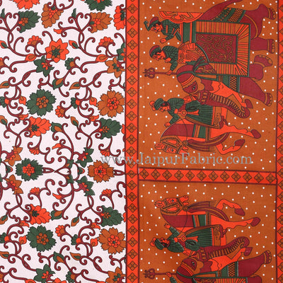Brown Gangaur Pattern cotton Double Bed sheet