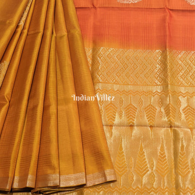 Orange Gold South Handloom Kanjivaram Soft Silk Saree