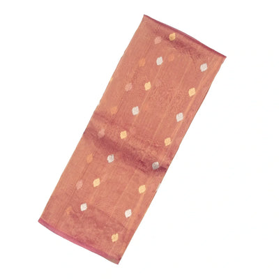 Peach Woven Banarasi Tissue Silk Saree With Floral Buttas