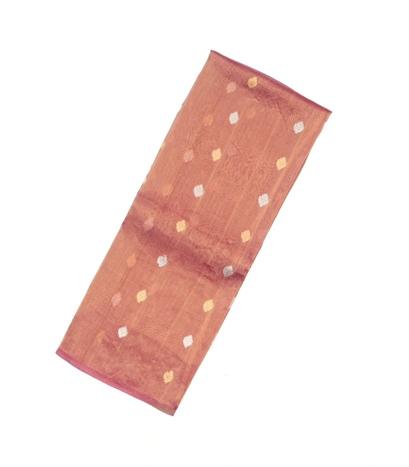 Peach Woven Banarasi Tissue Silk Saree With Floral Buttas