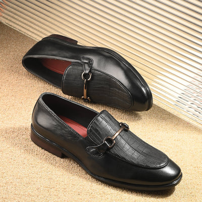 Egoss Platinum Printed Loafers For Men