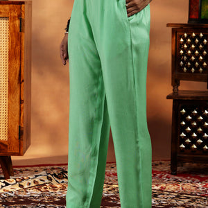 Green Embroidered Organza Straight Suit With Dupatta