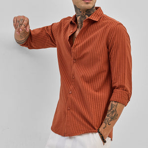 Rust Stripes Slim Fit Shirt