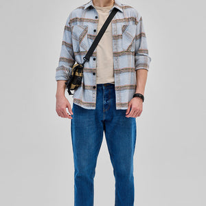 Light Blue Double Pocket Flannel Overshirt