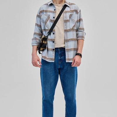 Light Blue Double Pocket Flannel Overshirt