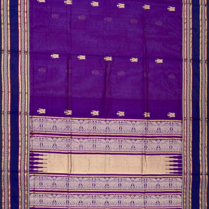 Purple Handloom Silk Cotton Saree With Parrot Buttas