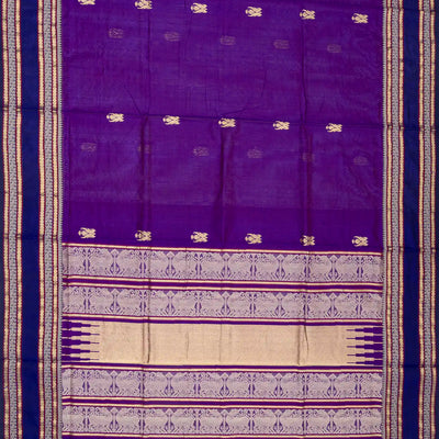 Purple Handloom Silk Cotton Saree With Parrot Buttas