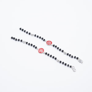 Real black beads Om silver nazariya for kids