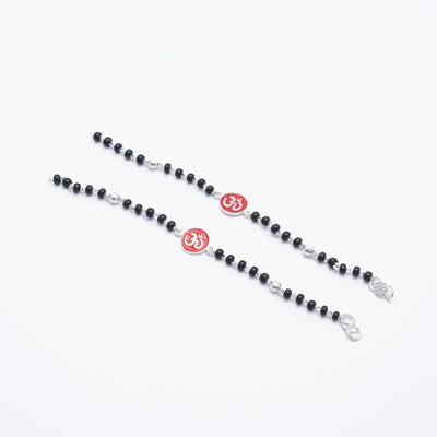 Real black beads Om silver nazariya for kids