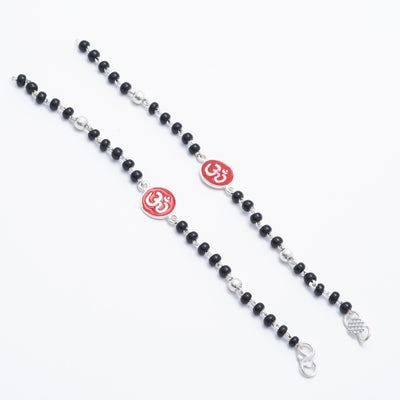 Real black beads Om silver nazariya for kids